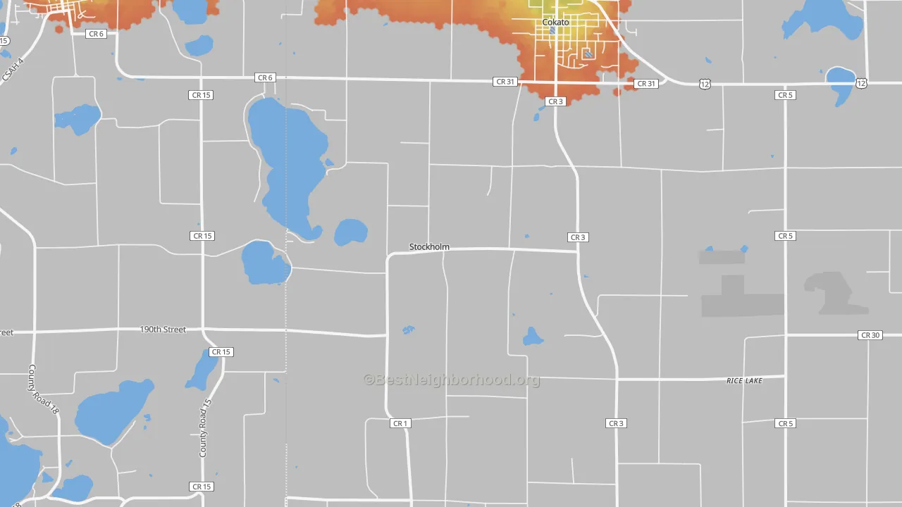 Bike Grade map of Stockholm, MN