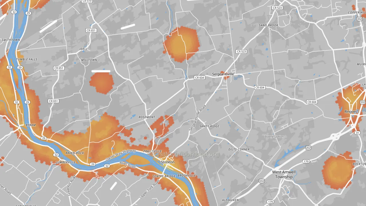 Bike Grade map of Stockton, NJ