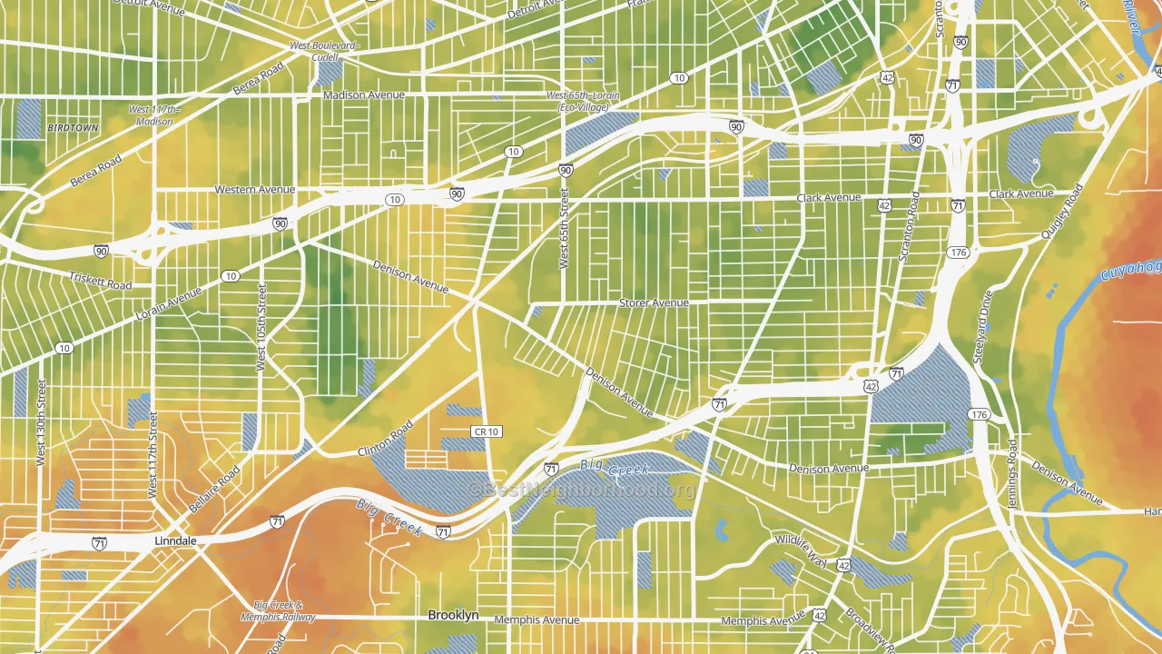 Bike Grade map of Stockyards, Cleveland, OH