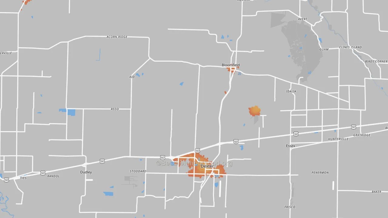 Bike Grade map of Stoddard County, MO