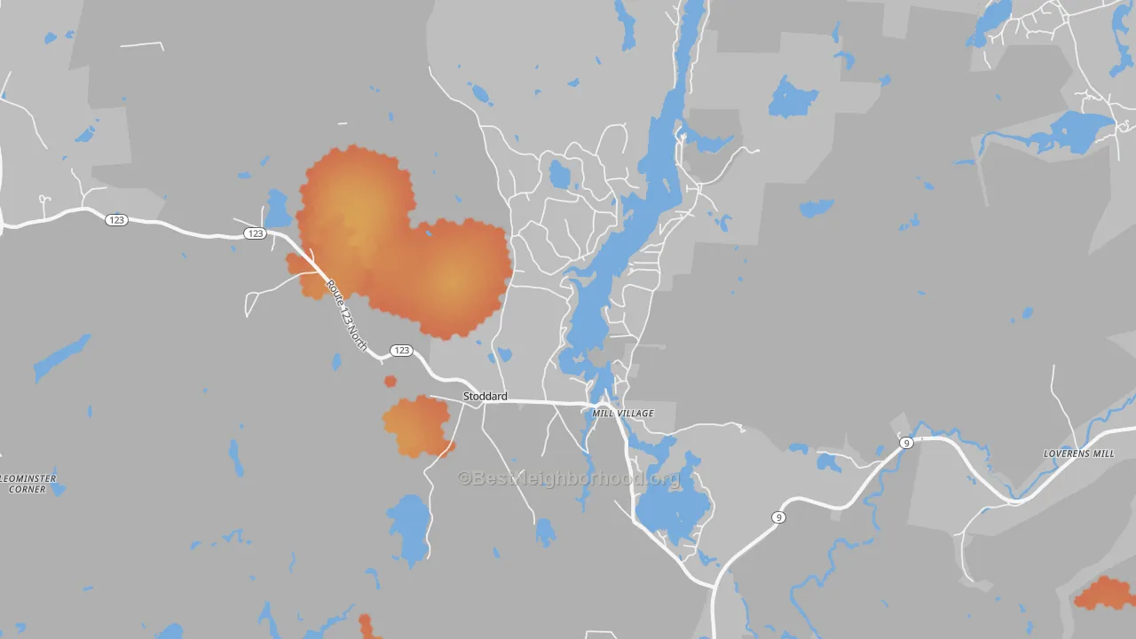 Bike Grade map of Stoddard, NH