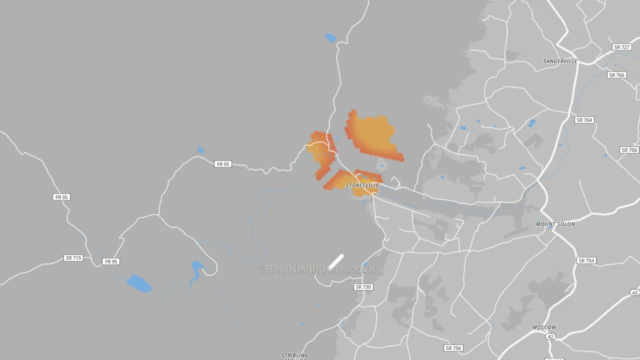 Bike Grade map of Stokesville, VA