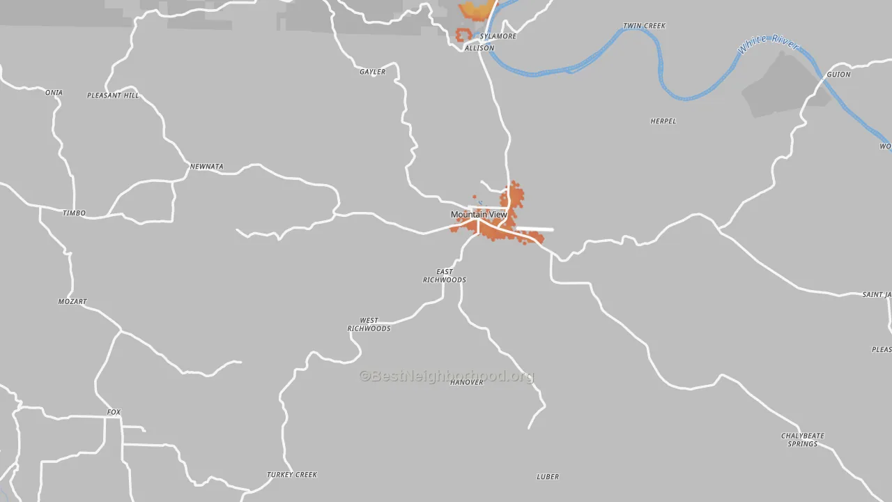 Bike Grade map of Stone County, AR