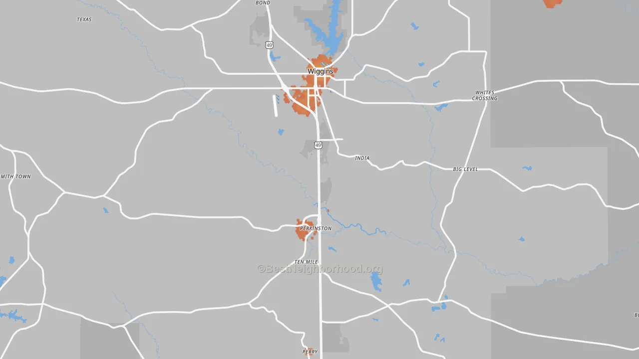 Bike Grade map of Stone County, MS