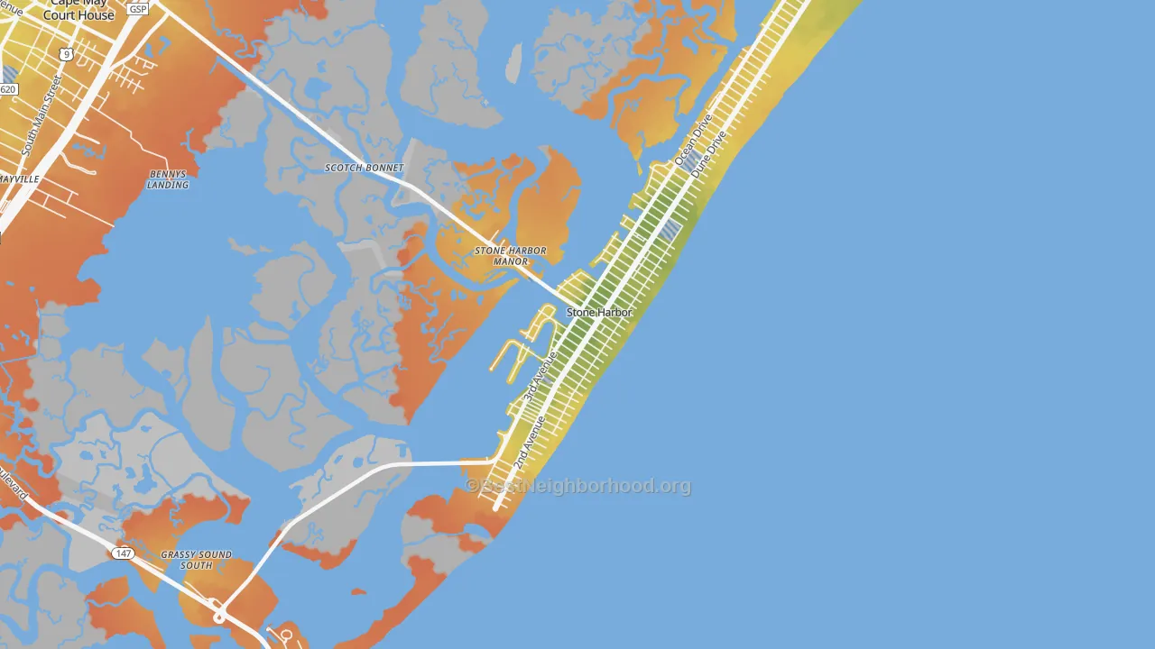 Bike Grade map of Stone Harbor, NJ