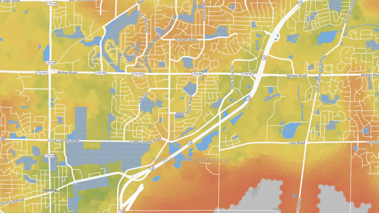 Bike Grade map of Stone Meadows, Madison, WI