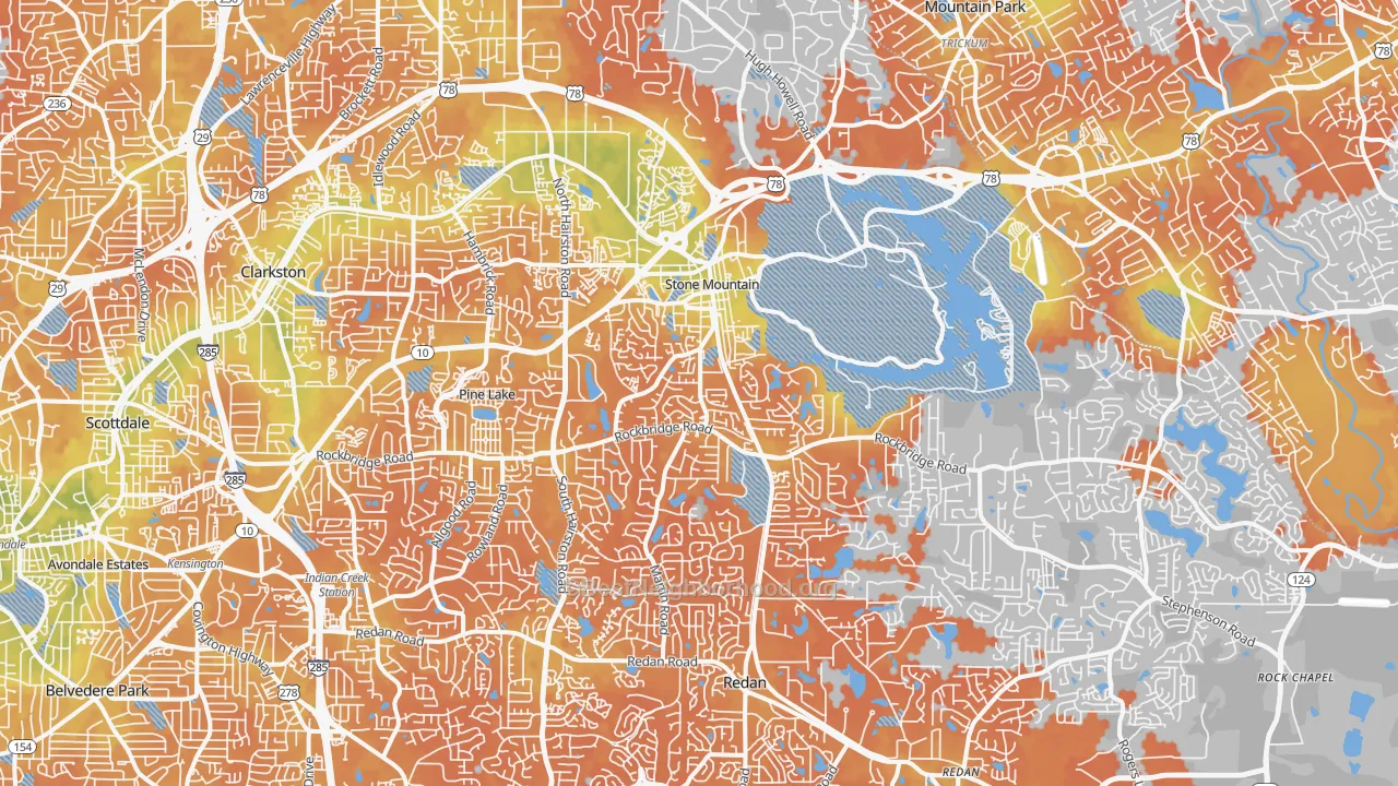 Bike Grade map of Stone Mountain, GA