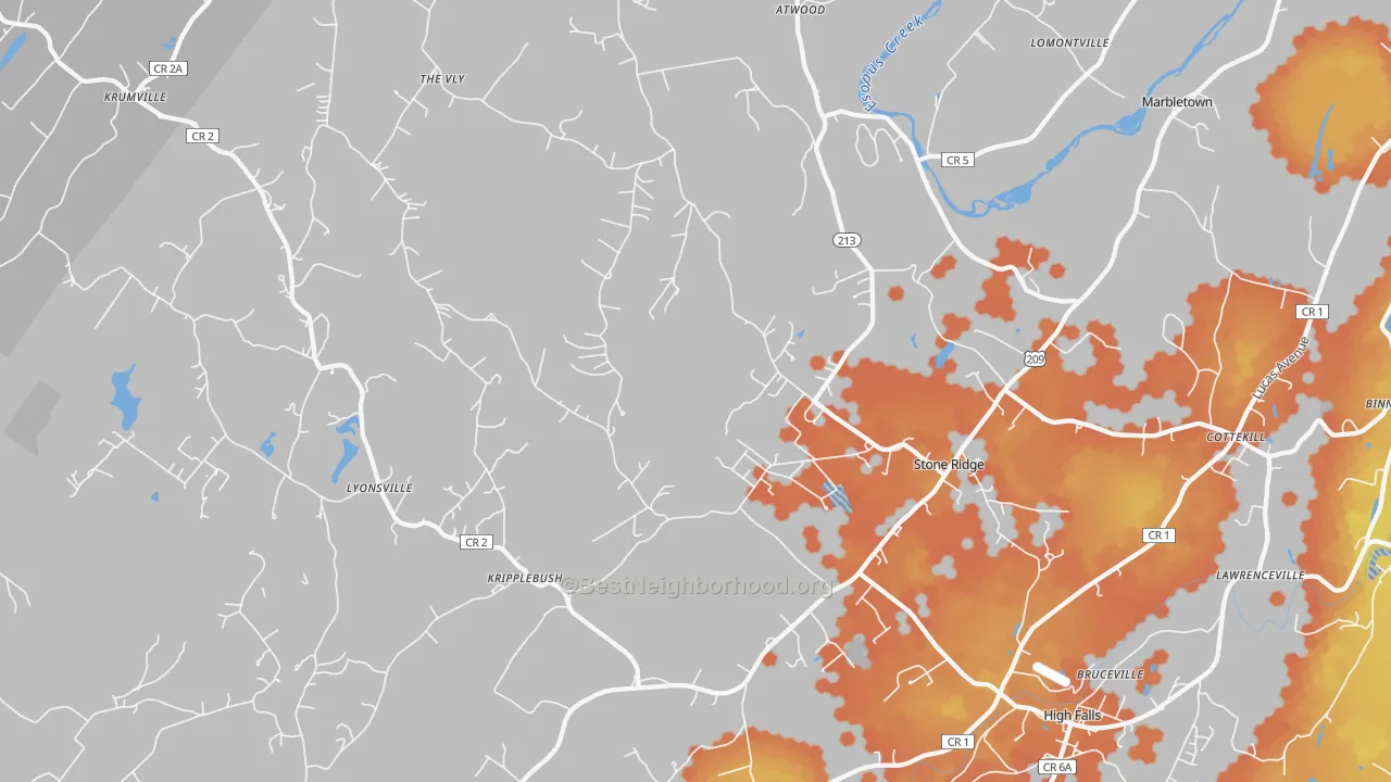 Bike Grade map of Stone Ridge, NY