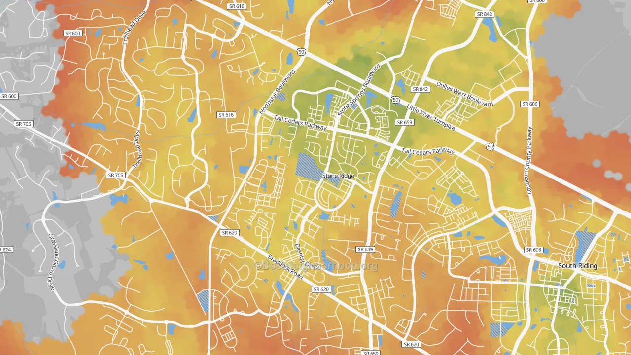 Bike Grade map of Stone Ridge, VA