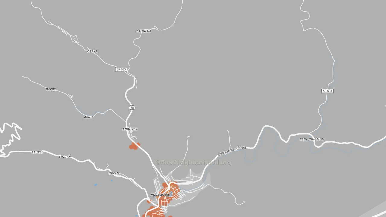 Bike Grade map of Stonega, VA