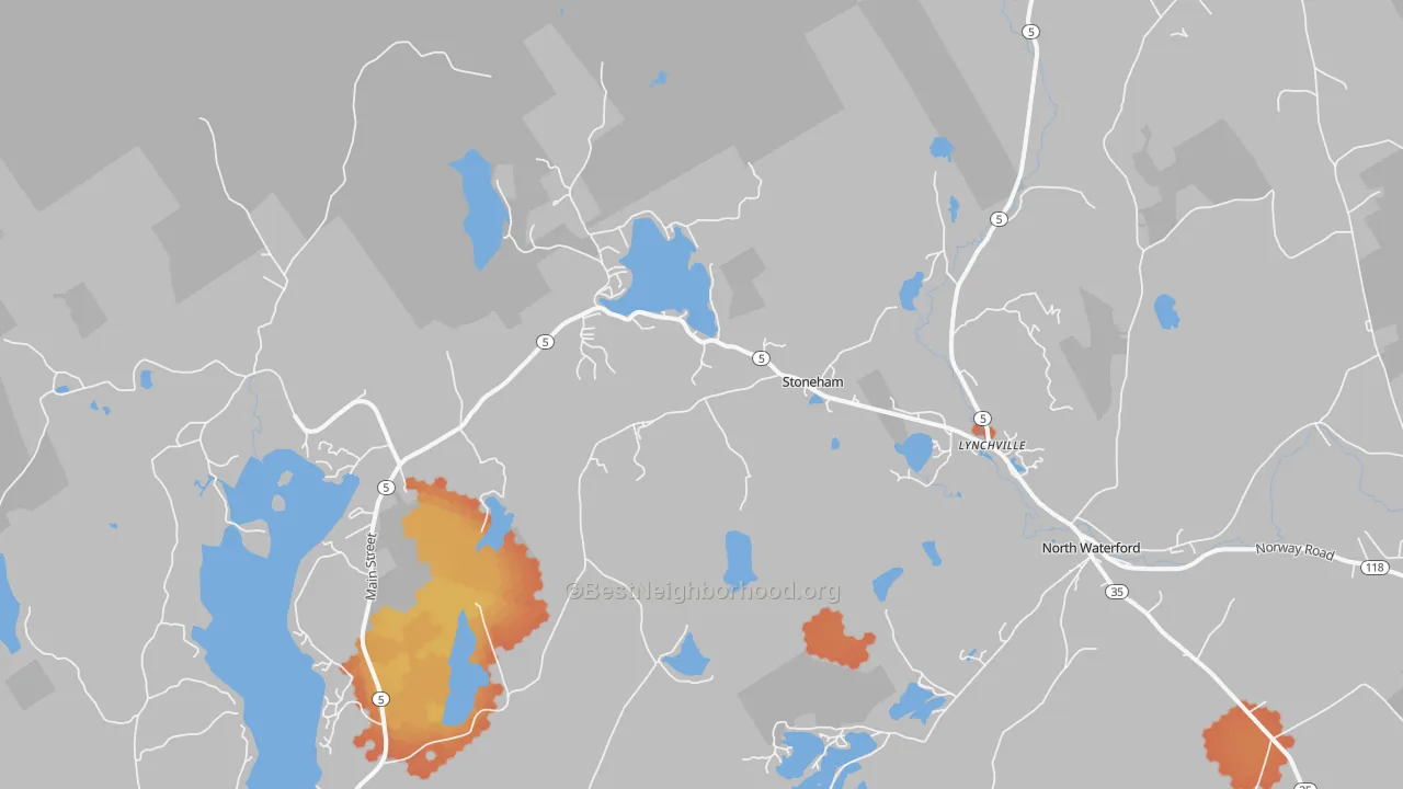 Bike Grade map of Stoneham, ME