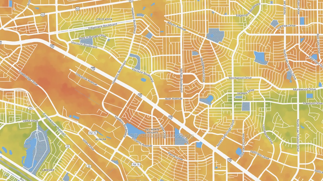 Bike Grade map of Stonehaven, El Paso, TX