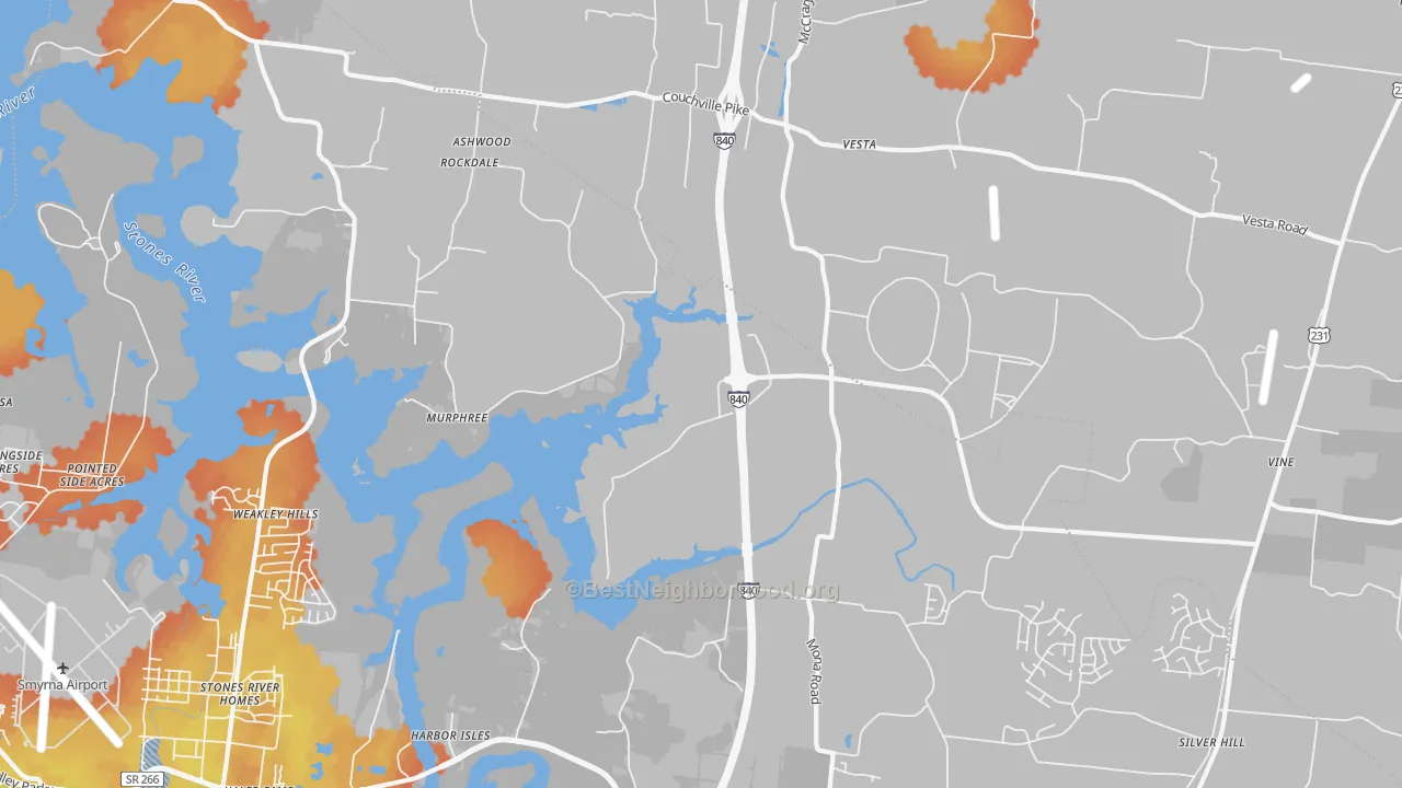Bike Grade map of Stones River Homes, TN