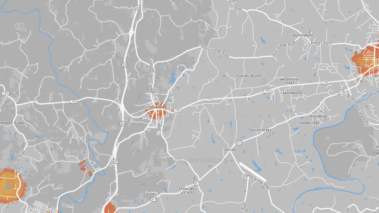 Bike Grade map of Stoneville, NC