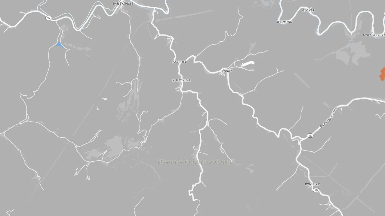 Bike Grade map of Stoneville, WV