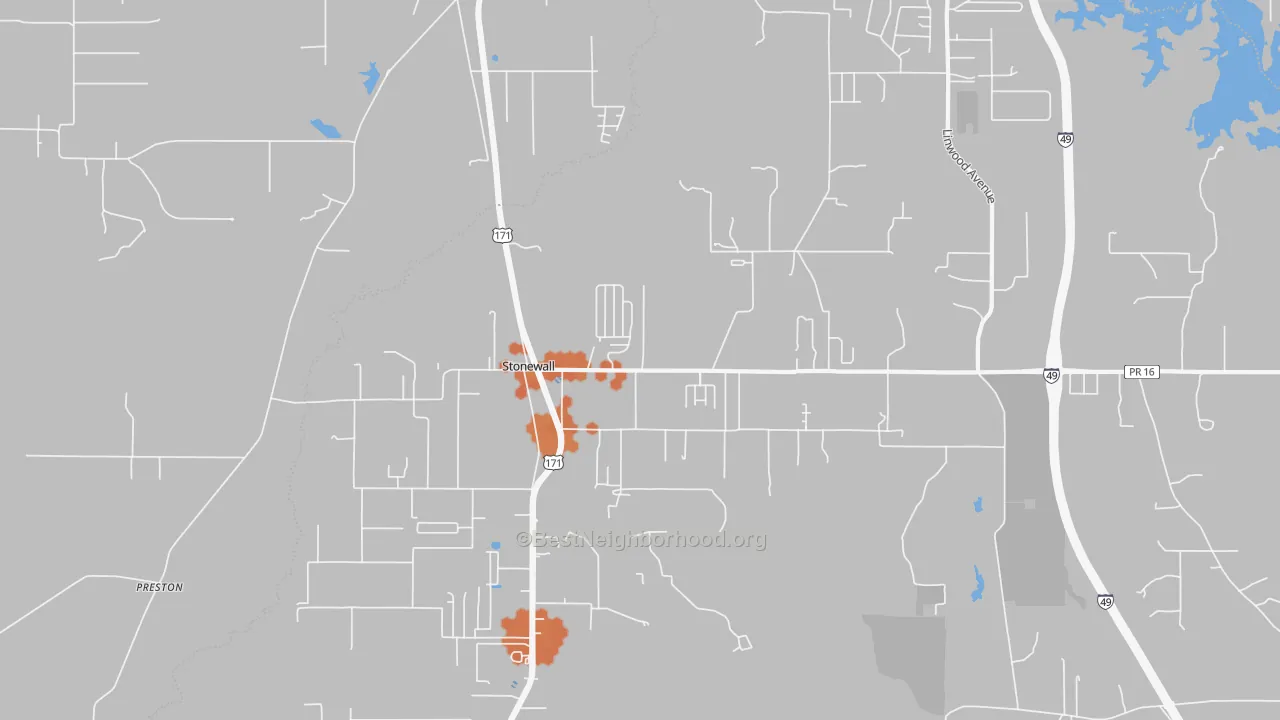 Bike Grade map of Stonewall, LA
