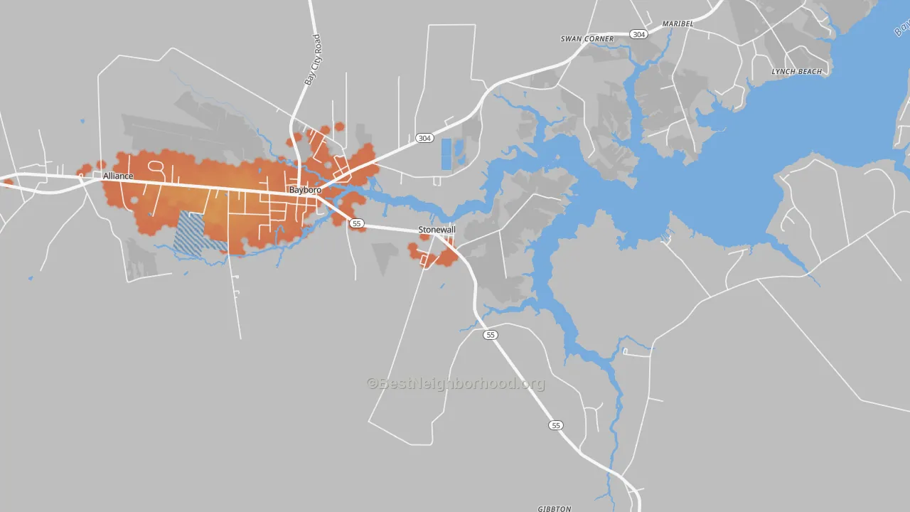 Bike Grade map of Stonewall, NC