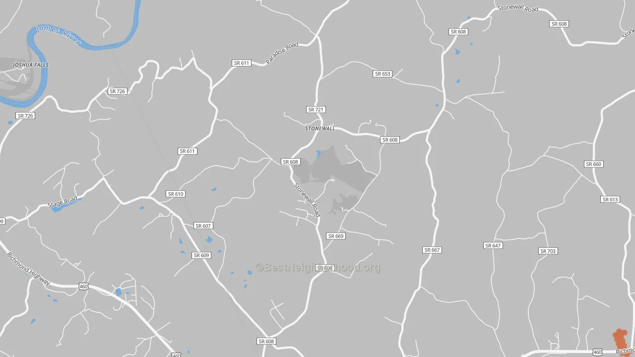 Bike Grade map of Stonewall, VA