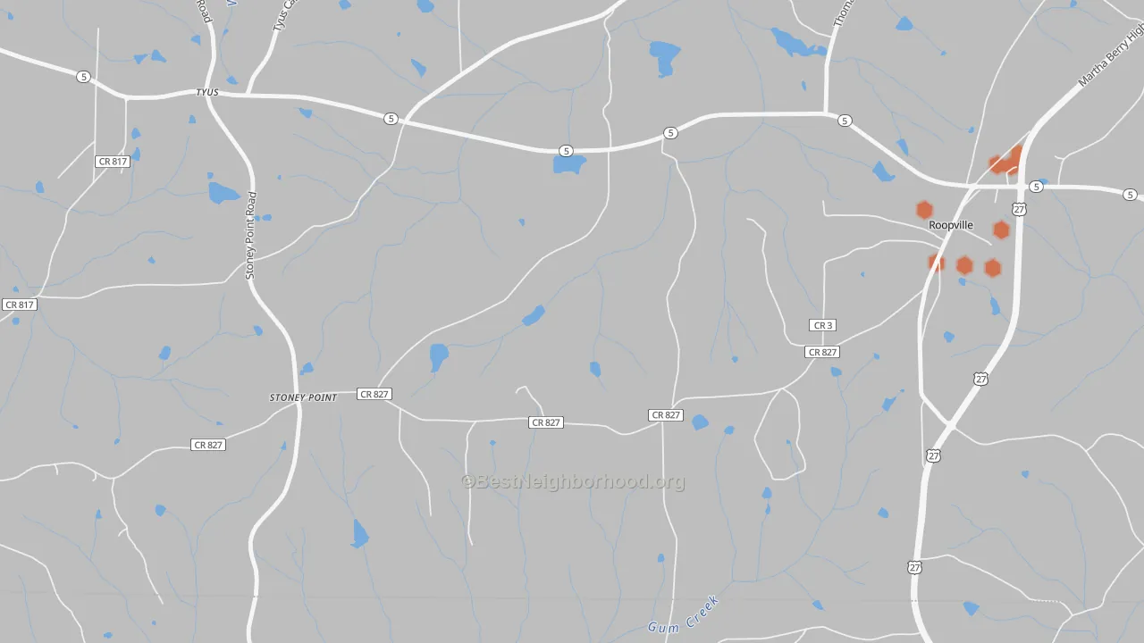 Bike Grade map of Stoney Point, GA