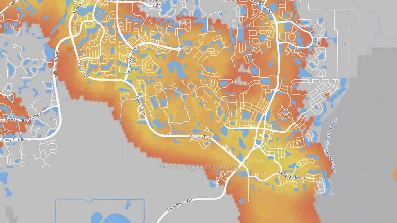 Bike Grade map of Stoneybrook, Alafaya, FL