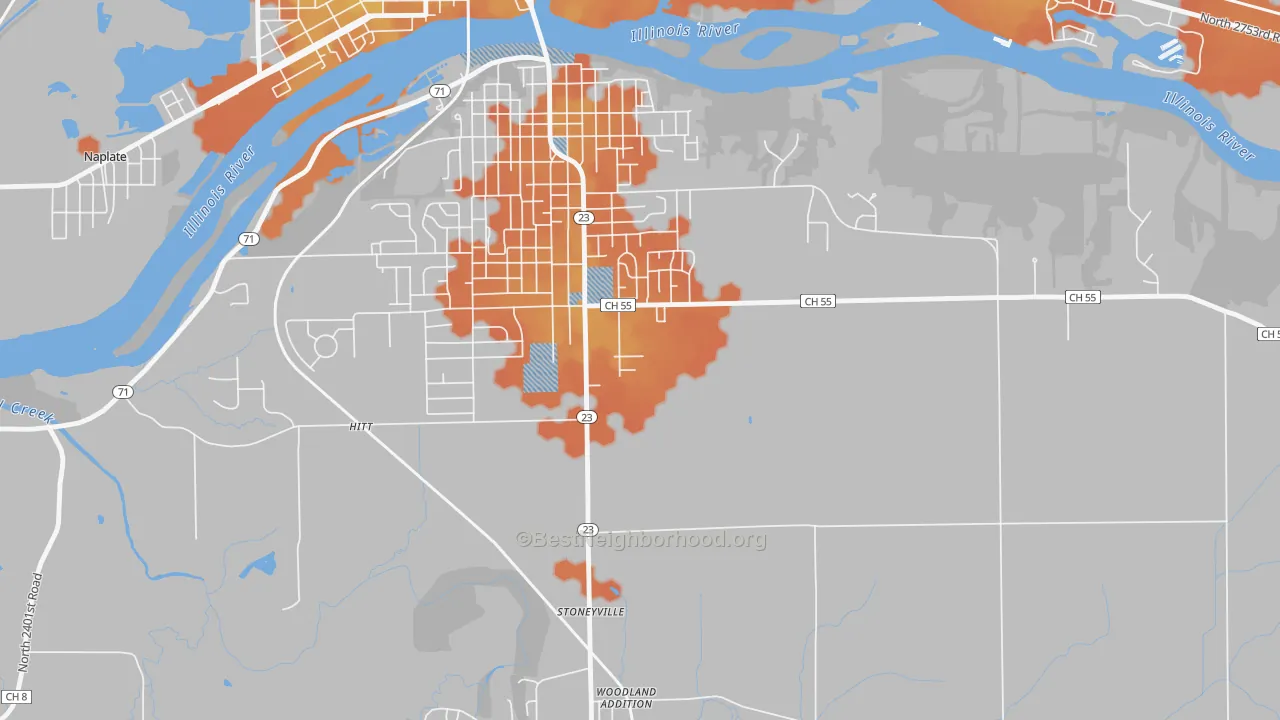 Bike Grade map of Stoneyville, IL