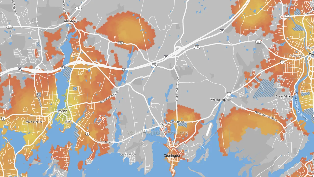 Bike Grade map of Stonington, CT