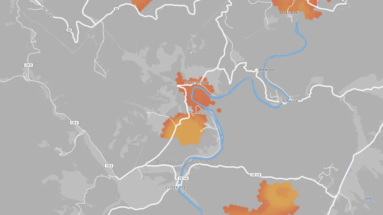 Bike Grade map of Stony Bottom, WV