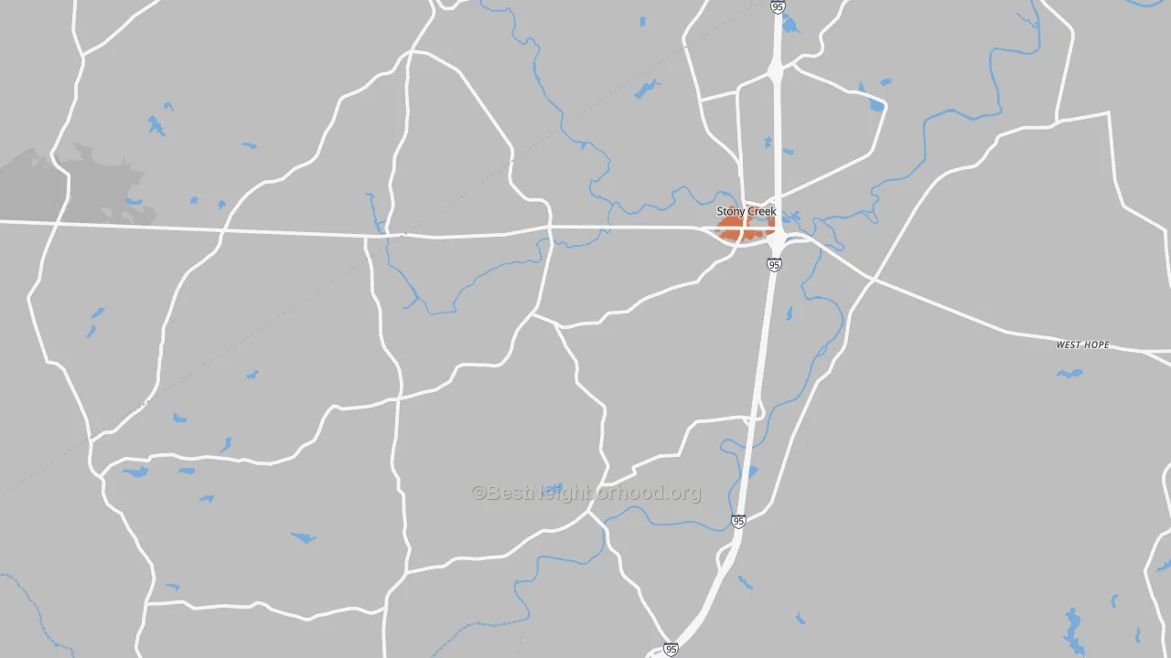 Bike Grade map of Stony Creek, VA