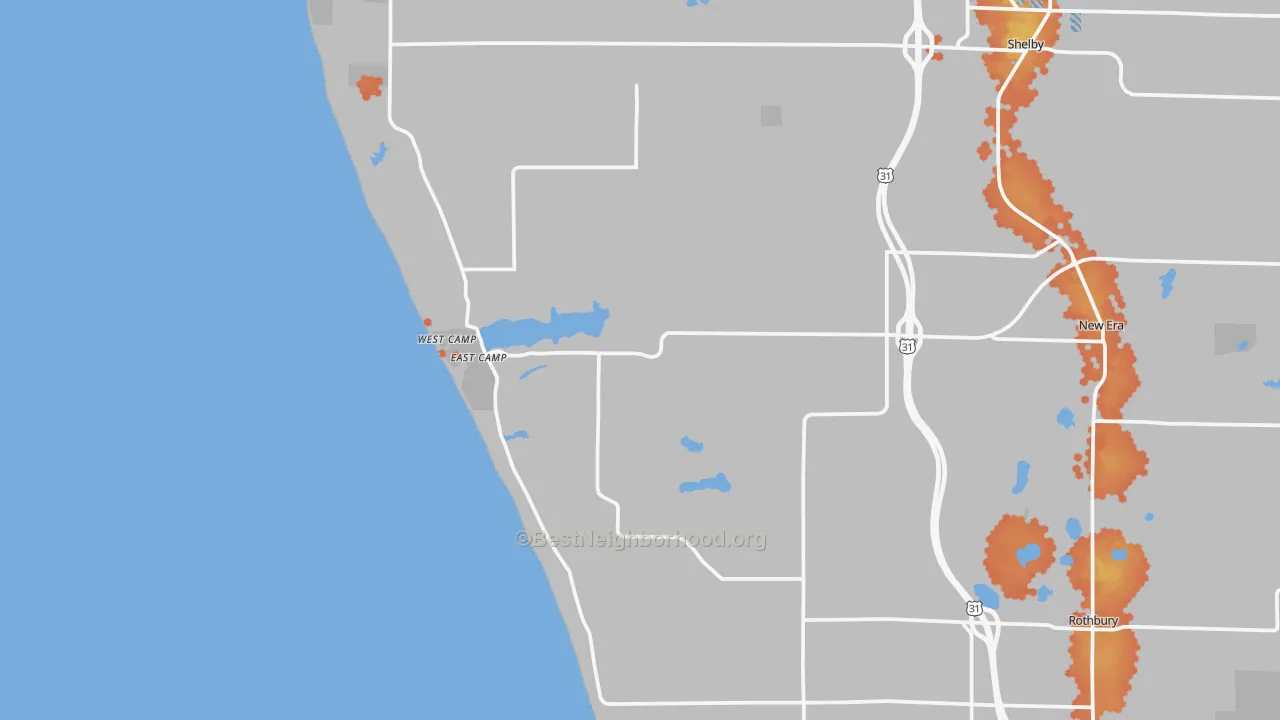 Bike Grade map of Stony Lake, MI