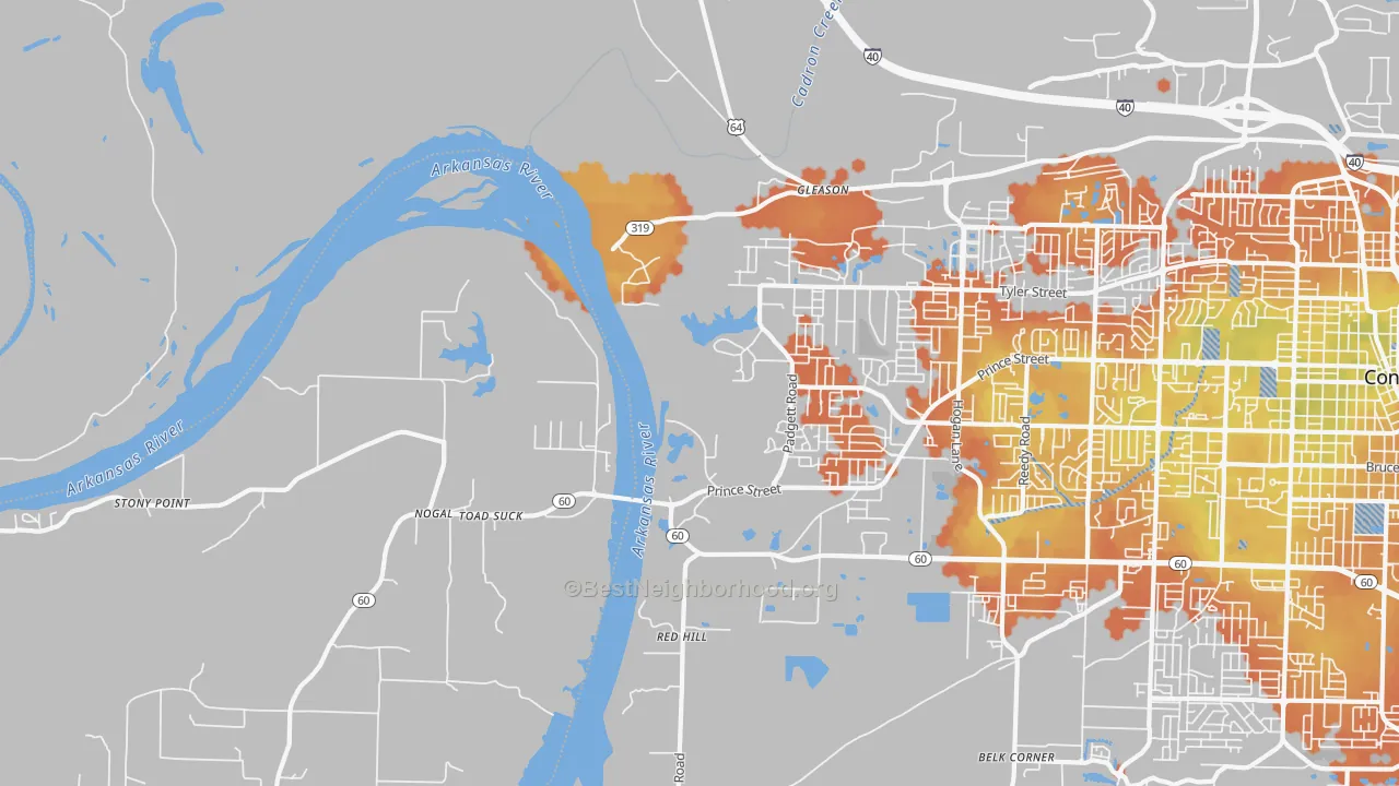 Bike Grade map of Stony Point, AR