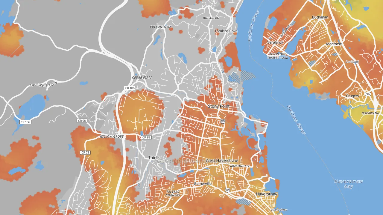 Bike Grade map of Stony Point, NY