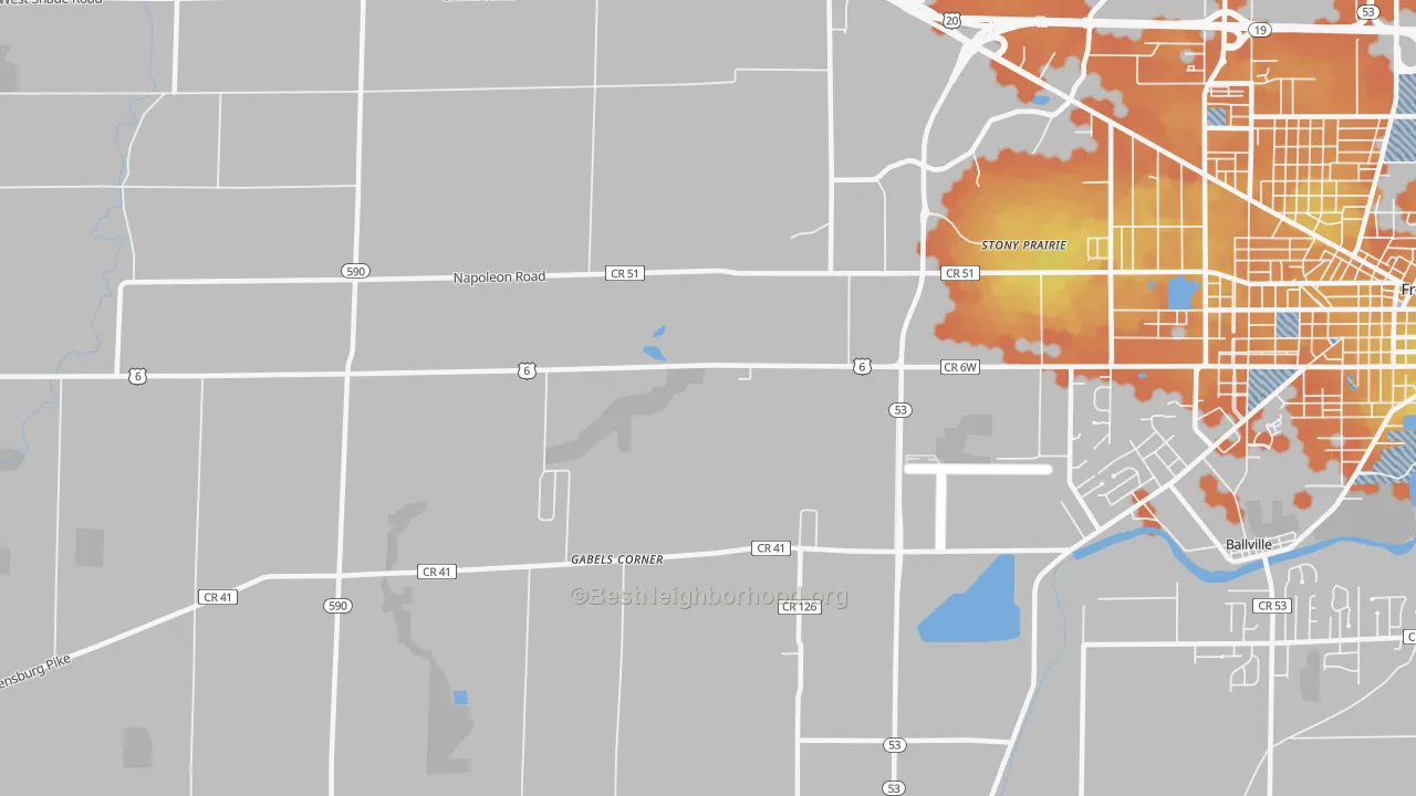 Bike Grade map of Stony Prairie, OH