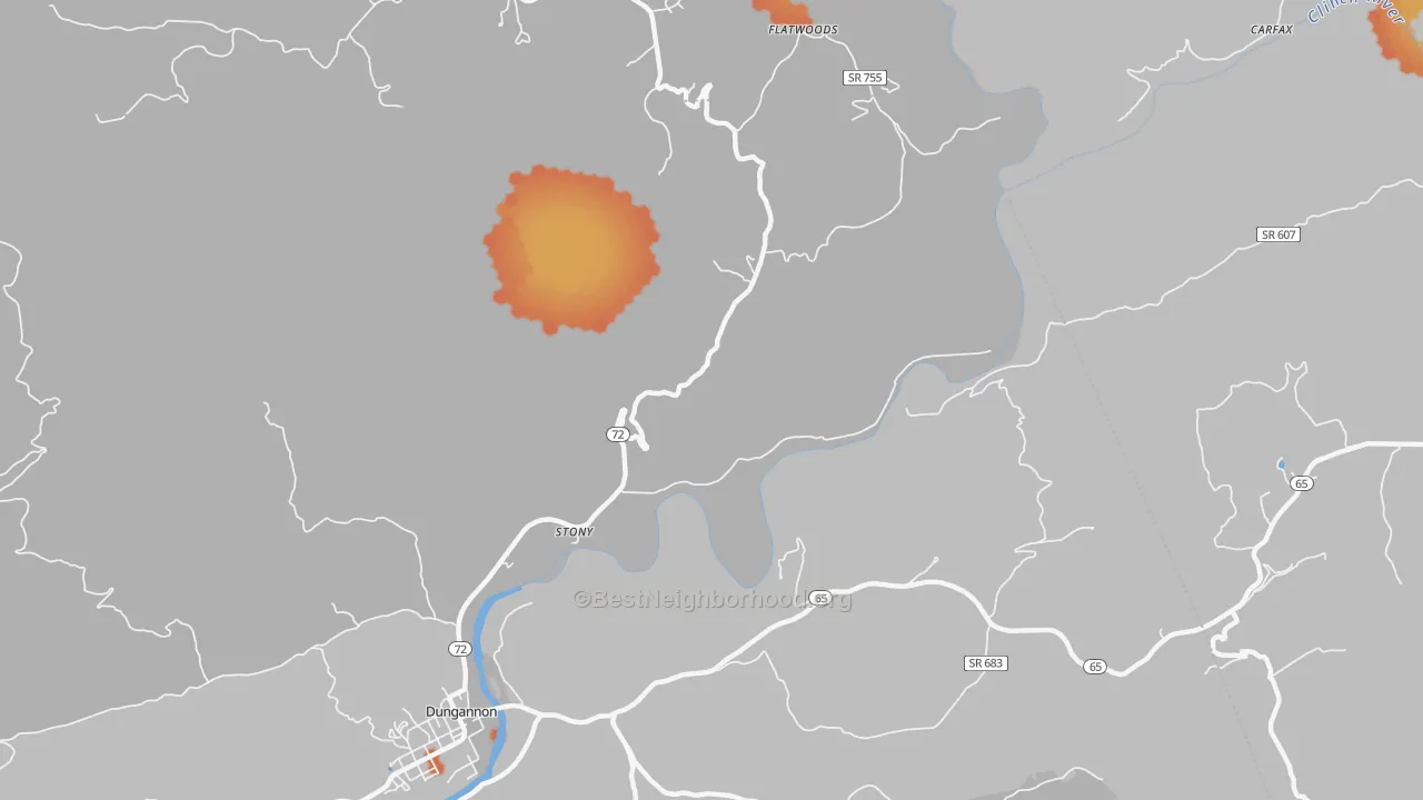 Bike Grade map of Stony, VA