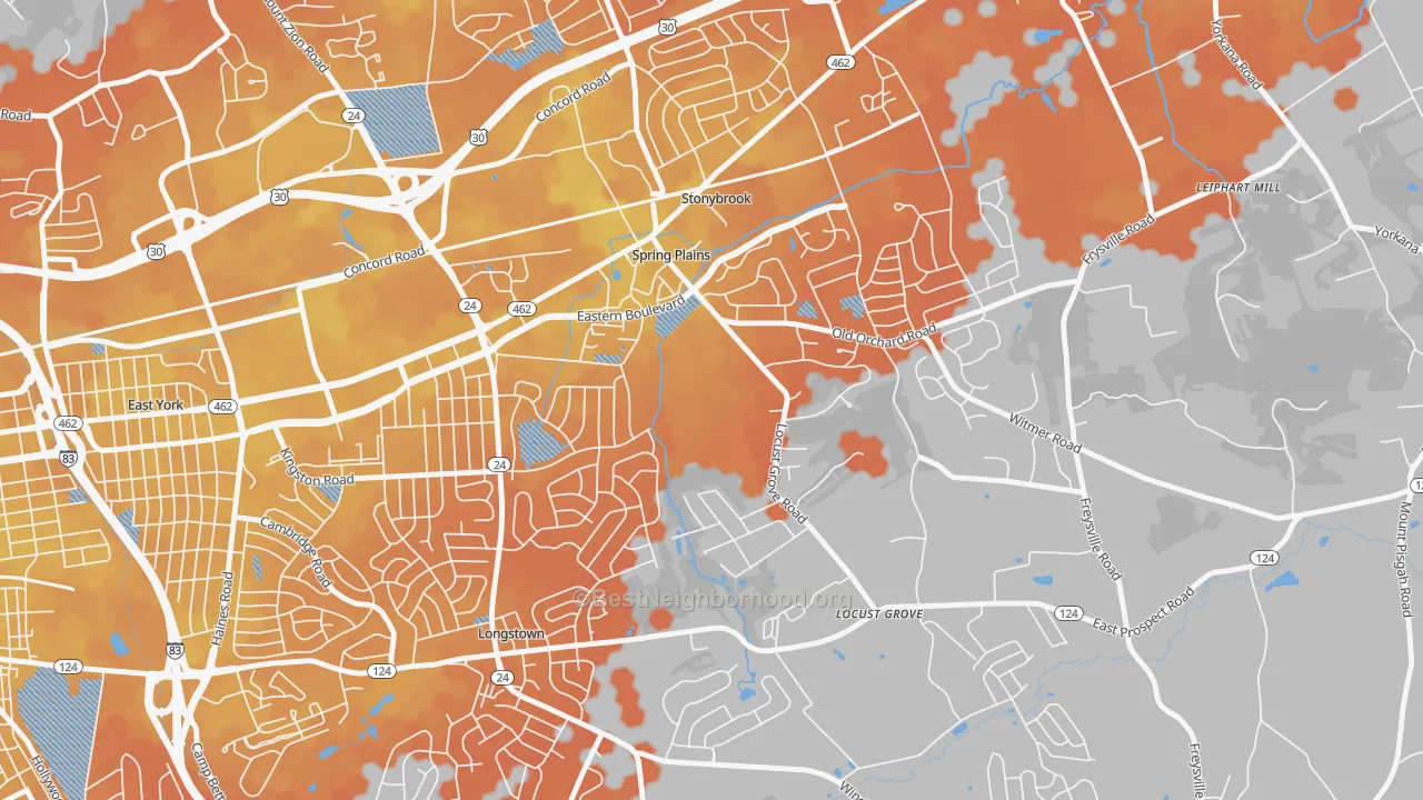 Bike Grade map of Stonybrook-Wilshire, York, PA