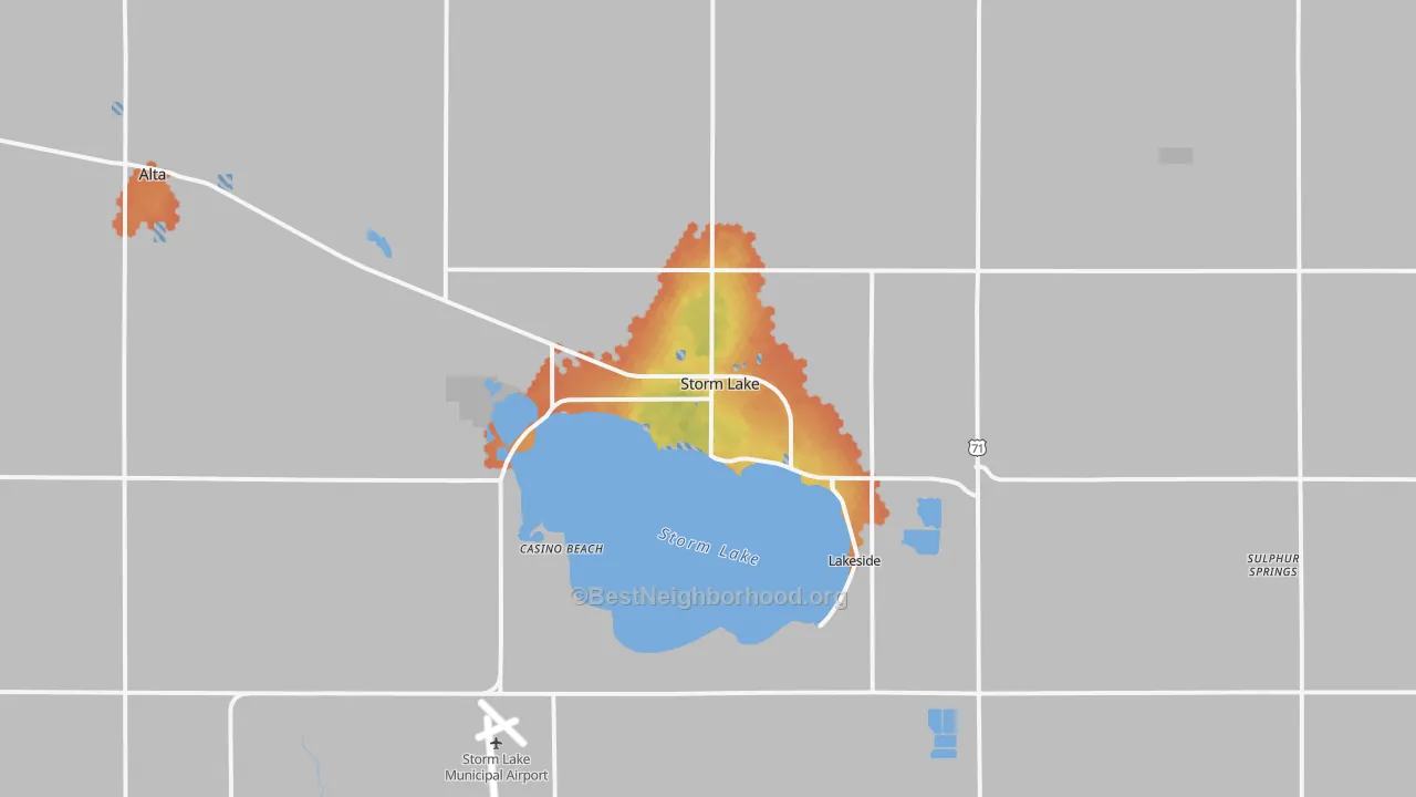 Bike Grade map of Storm Lake, IA