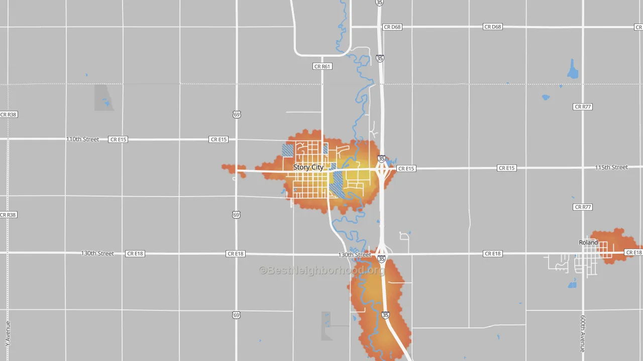 Bike Grade map of Story City, IA