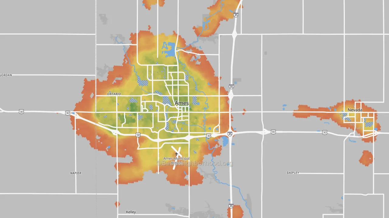 Bike Grade map of Story County, IA