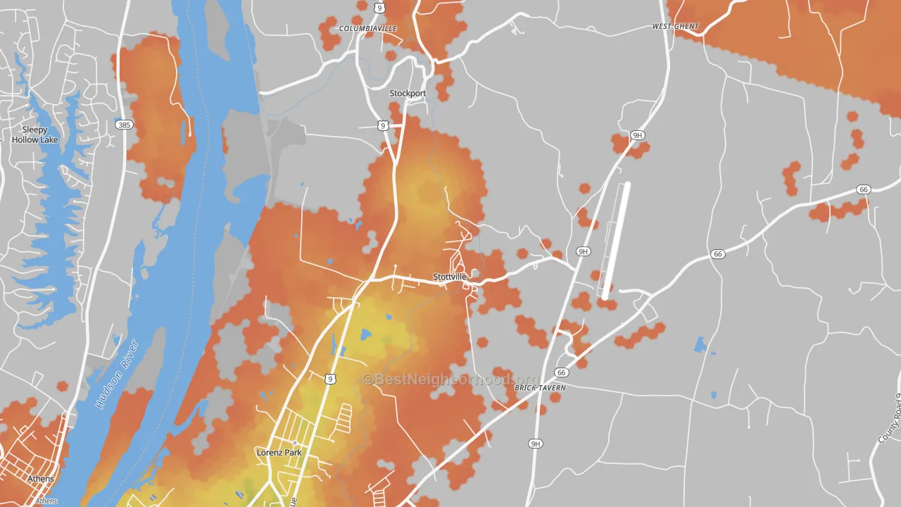 Bike Grade map of Stottville, NY