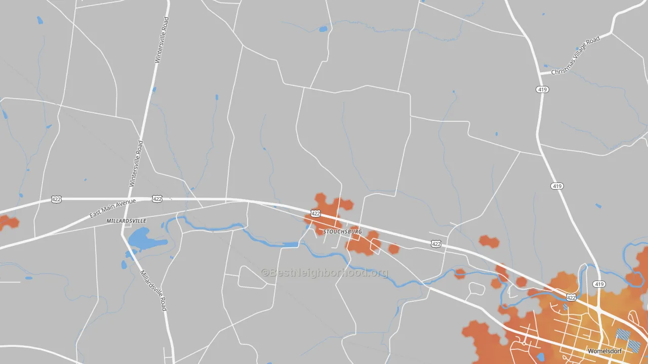 Bike Grade map of Stouchsburg, PA