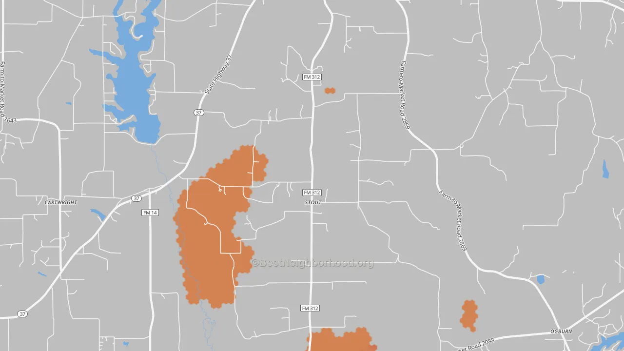 Bike Grade map of Stout, TX