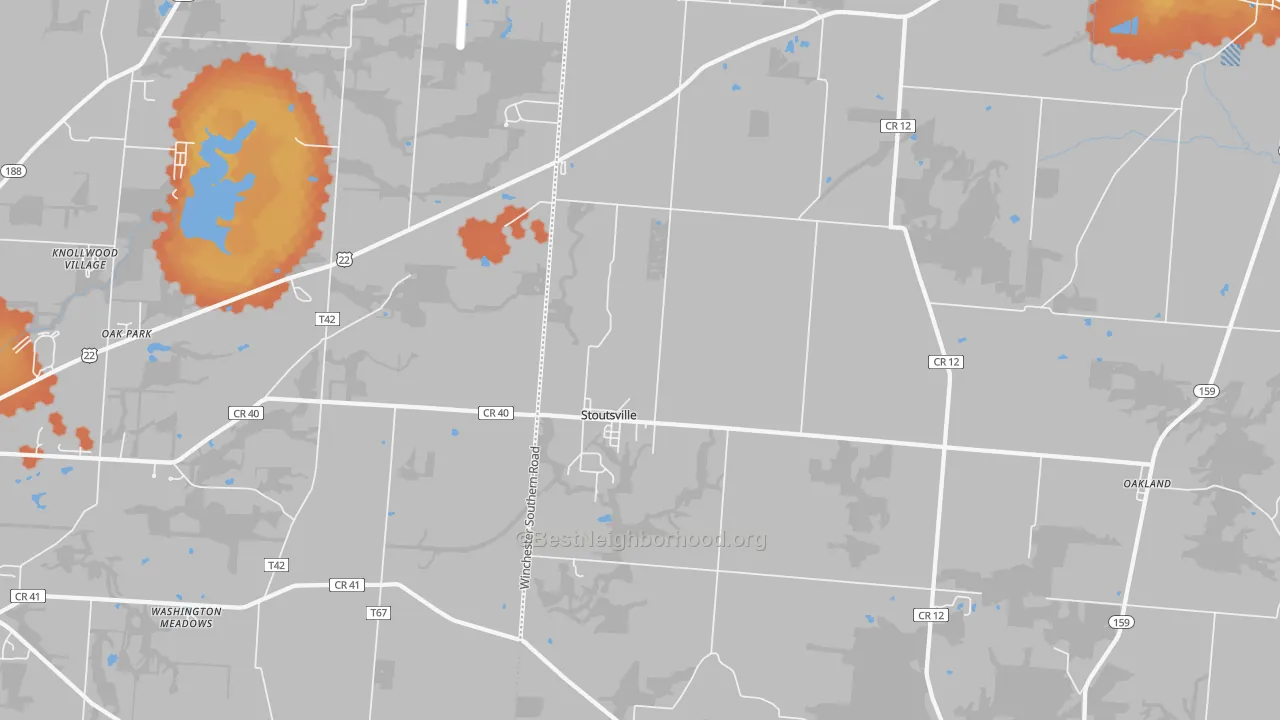 Bike Grade map of Stoutsville, OH