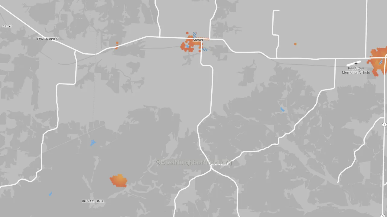 Bike Grade map of Stover, MO