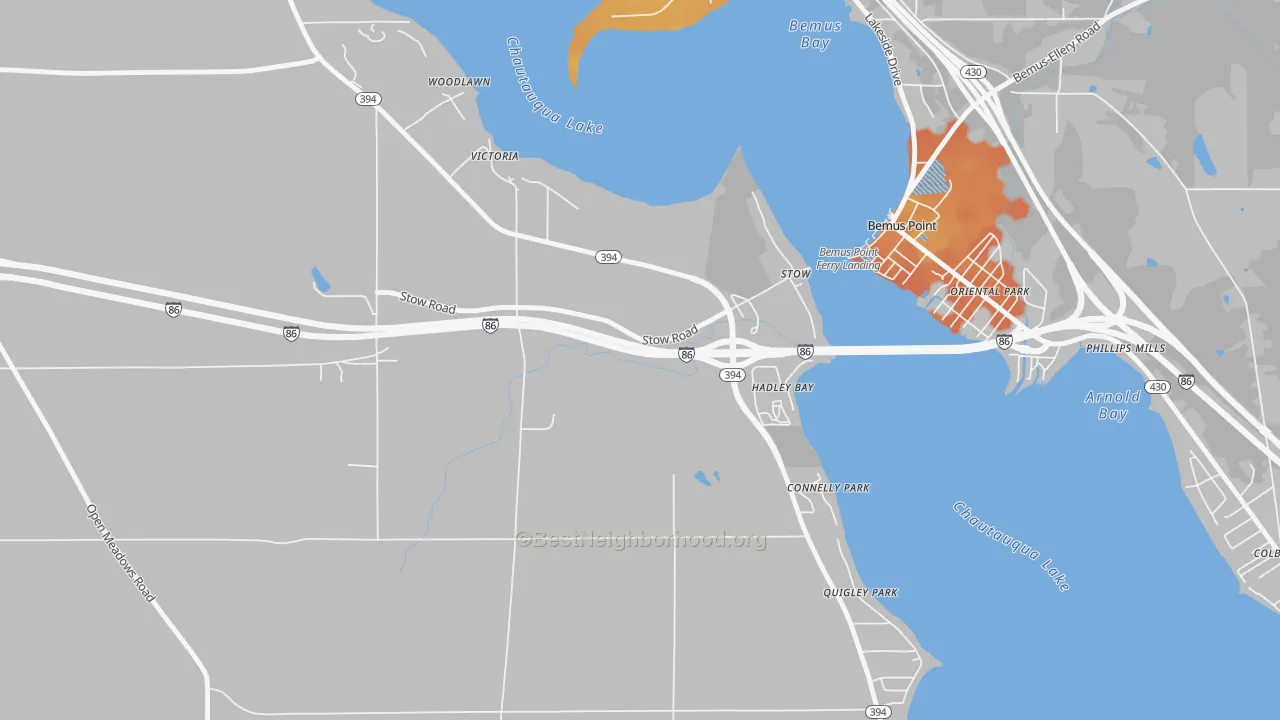 Bike Grade map of Stow, NY
