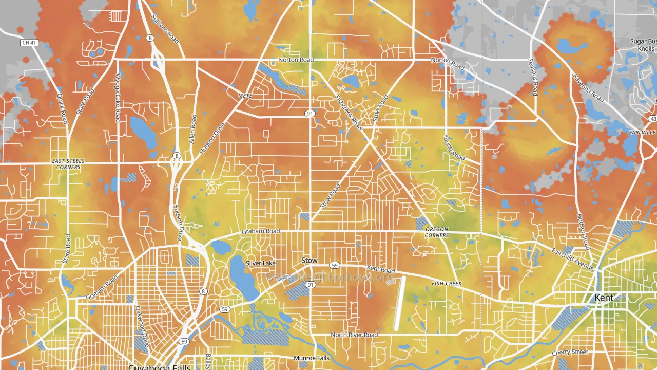 Bike Grade map of Stow, OH