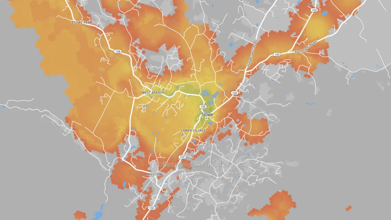 Bike Grade map of Stowe, VT