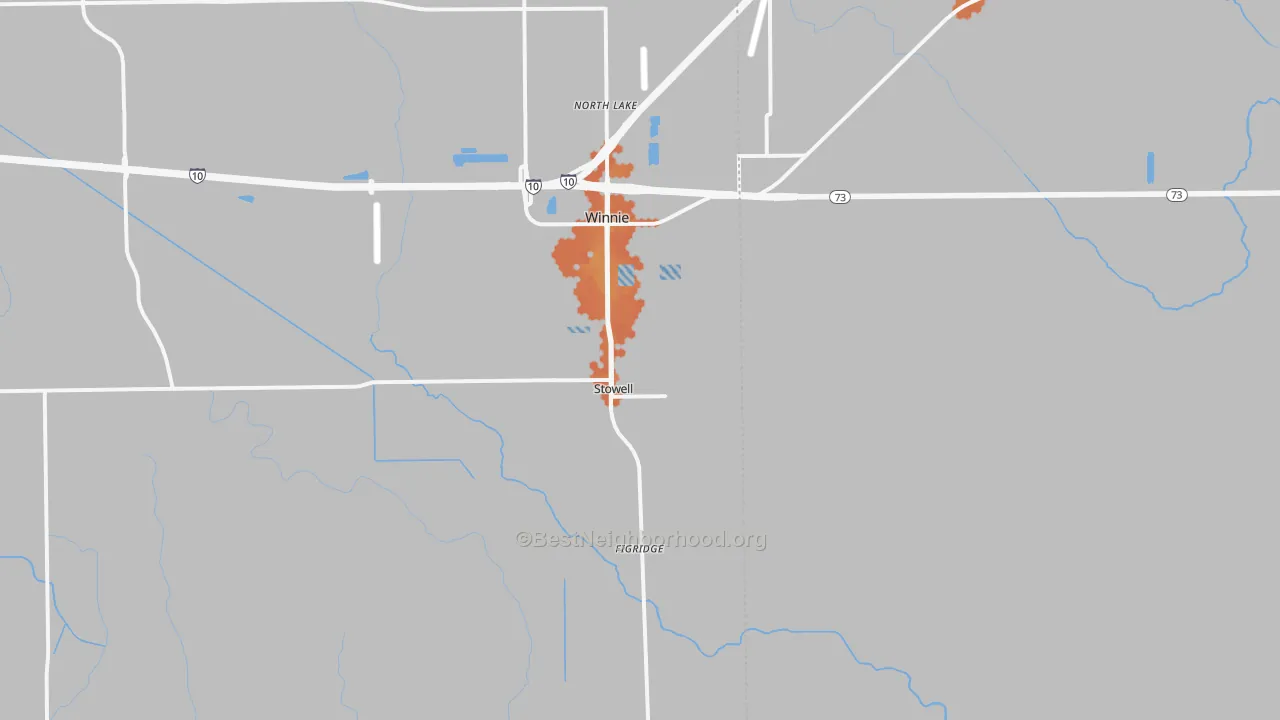 Bike Grade map of Stowell, TX