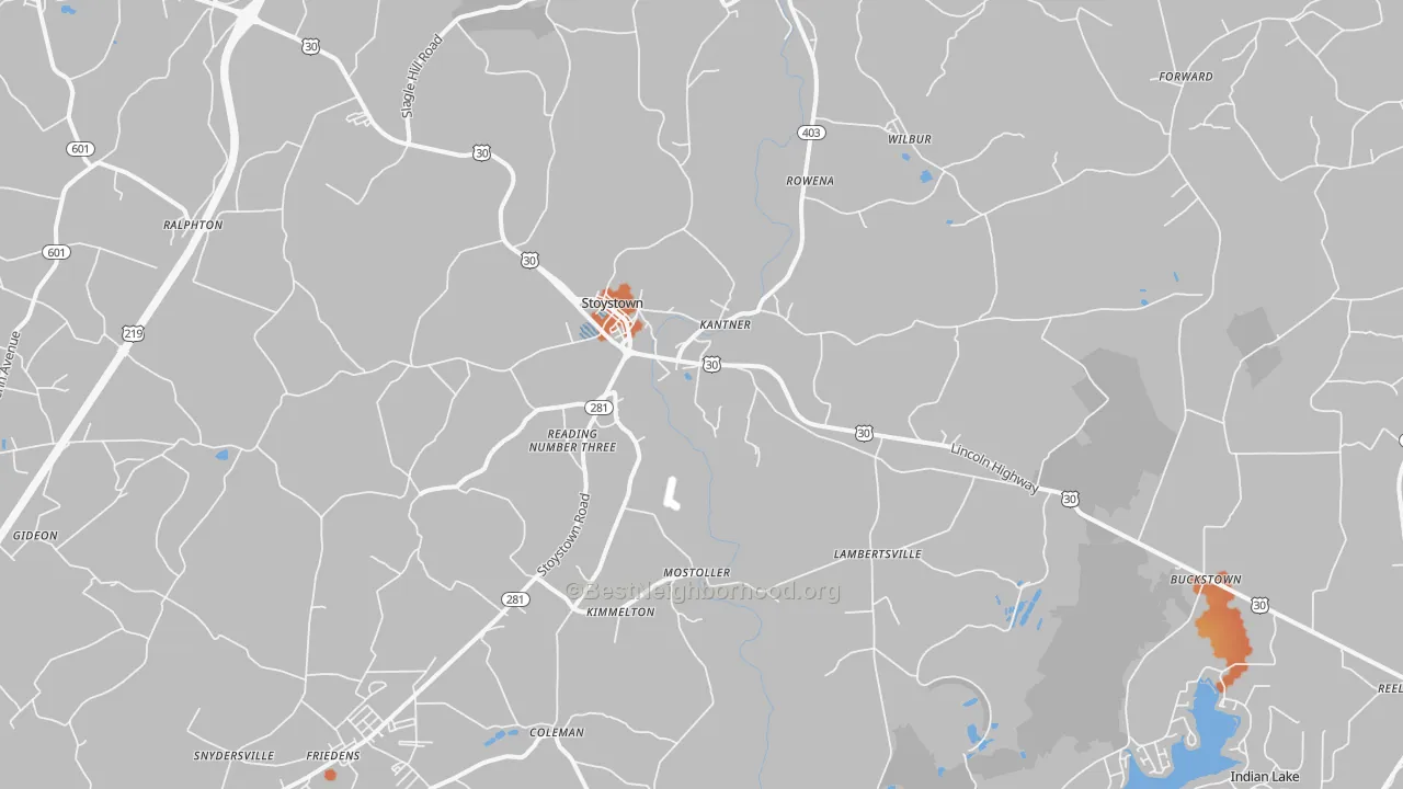 Bike Grade map of Stoystown, PA