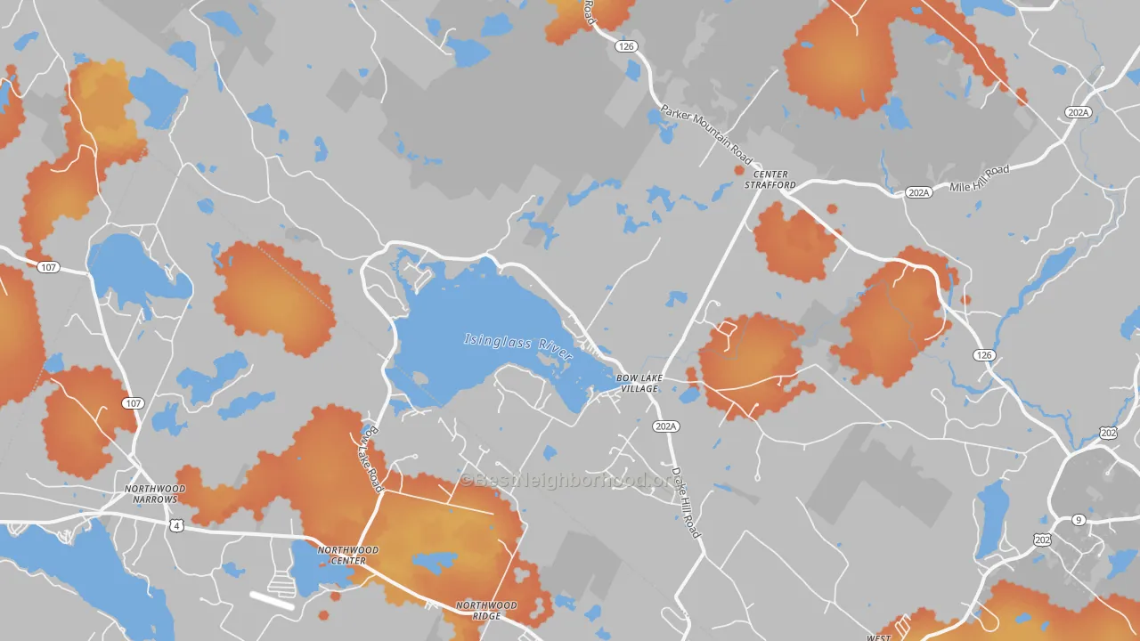 Bike Grade map of Strafford, NH
