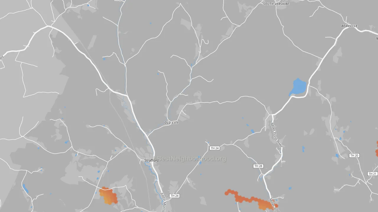 Bike Grade map of Strafford, VT