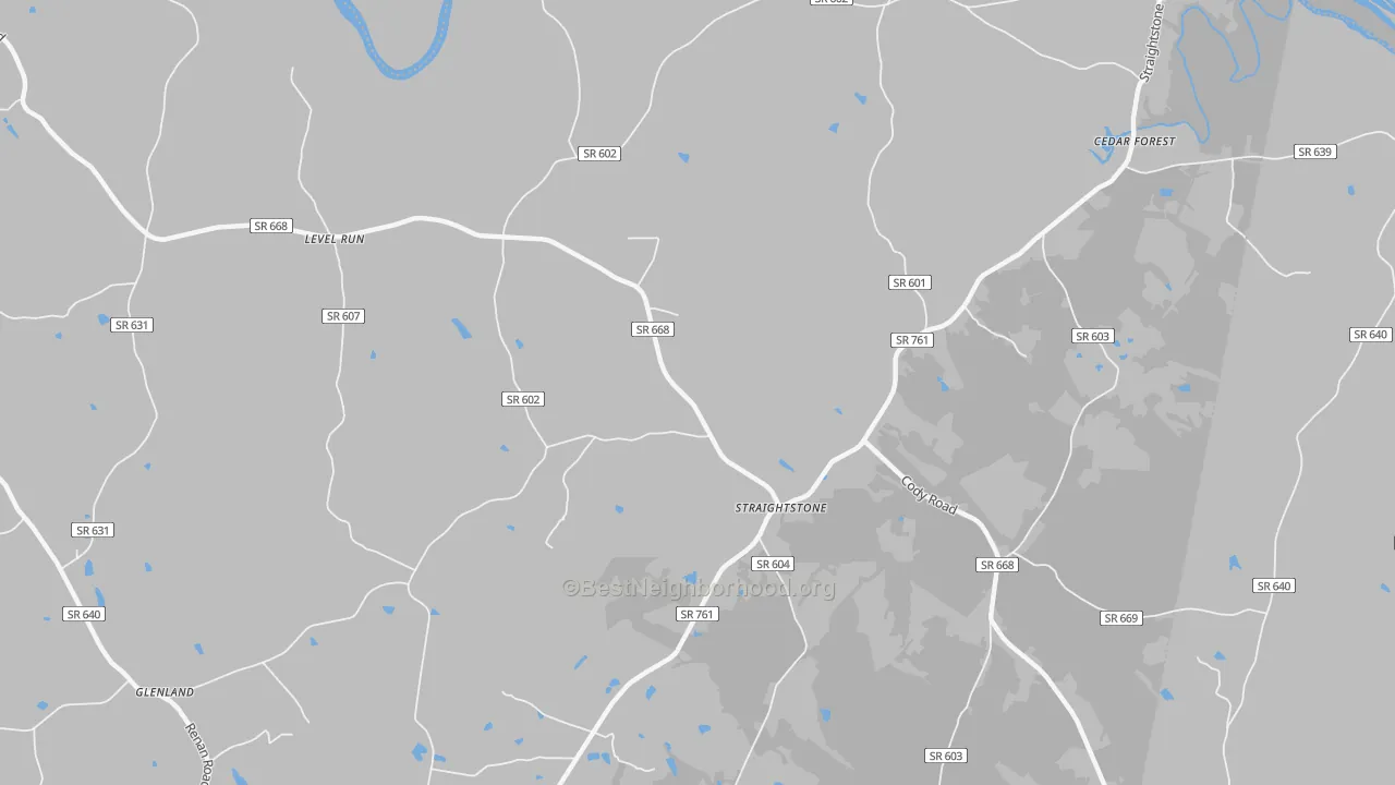 Bike Grade map of Straightstone, VA